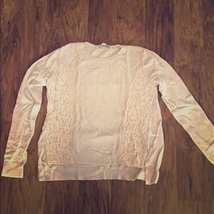 LOFT pink sweater with lace accents